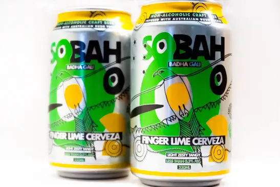 Sobah Finger Lime Cerveza Can Close Up non alcoholic beer