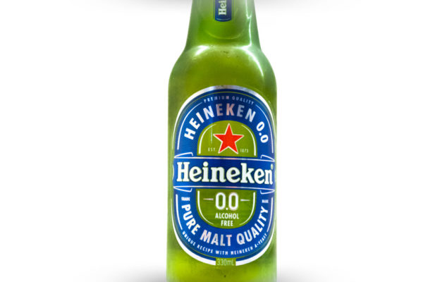 The Heineken 0.0 Beer on a white background