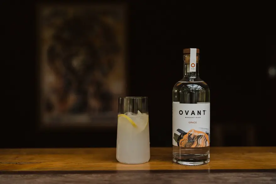 Ovant Grace Review - Bitter Lemon Cocktail next to bottle of Grace