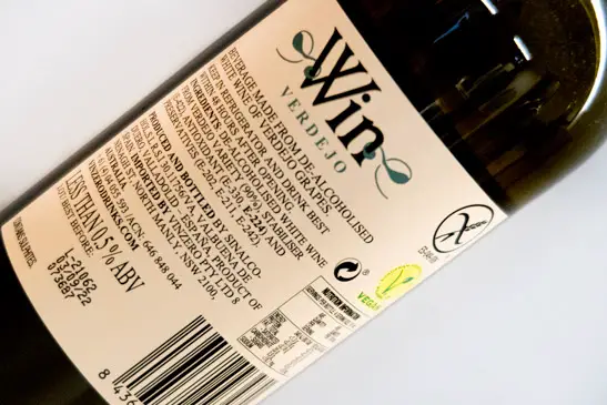 Win.e Verdejo Non-Alcoholic White Wine rear label