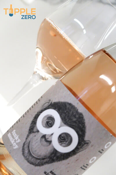 Funky Monkey Rose Alcohol Free bottle and glass