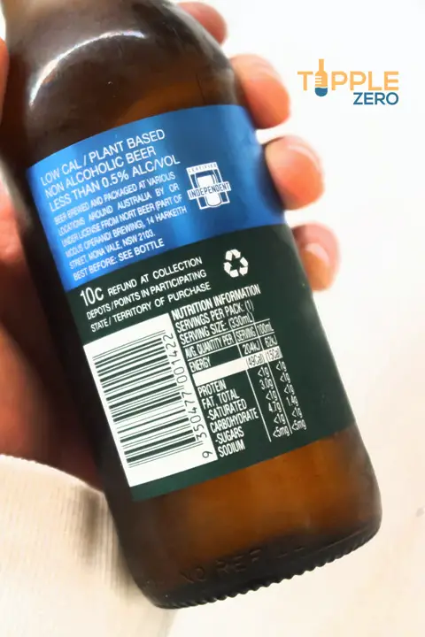 nutritional information panel non alcoholic beer