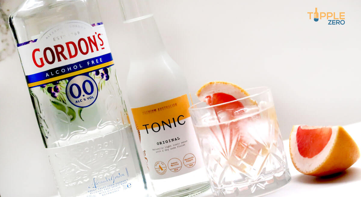 Gordon's Alcohol Free Gin Grapefruit and tonic cocktail ingredients