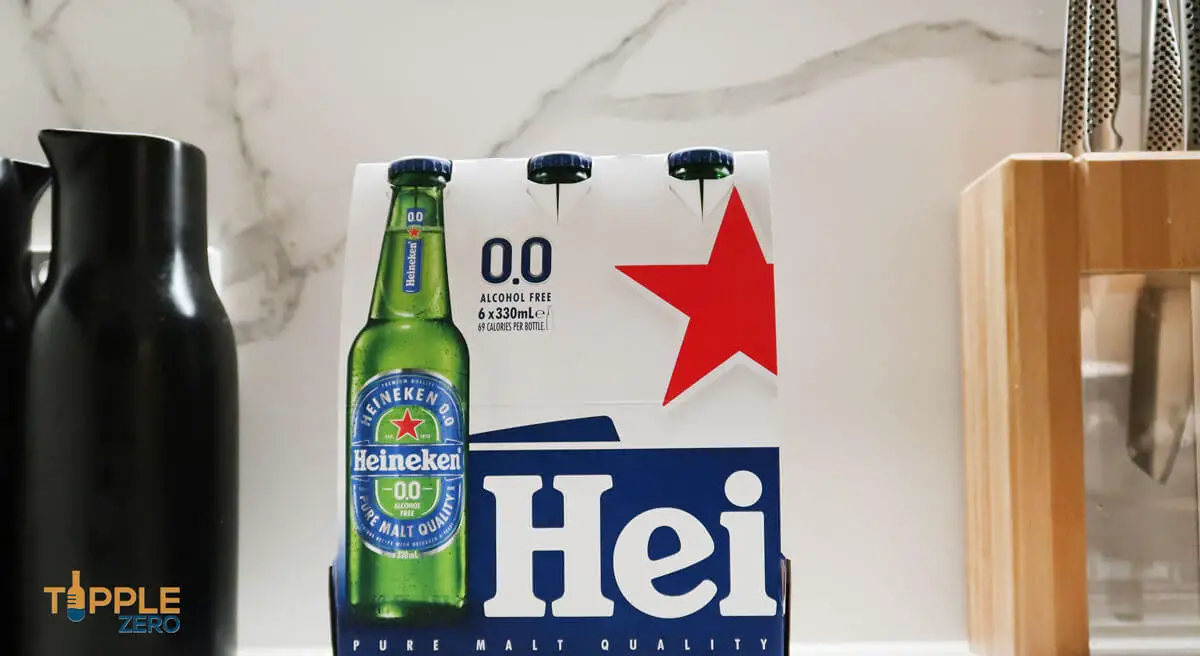 Heineken Zero packaging on bench