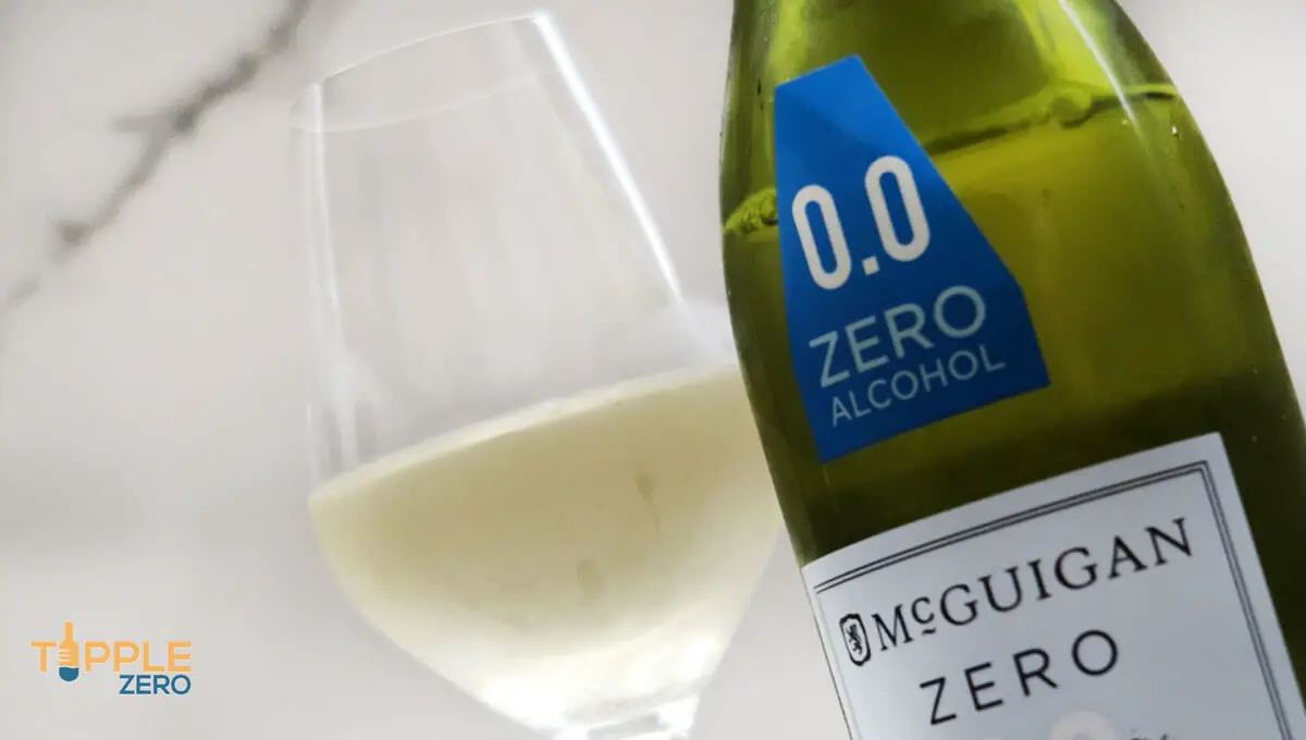 McGuigan Zero Chardonnay Bottle and full glass