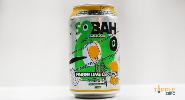 Sobah Finger Lime Cerveza Can front on on bench