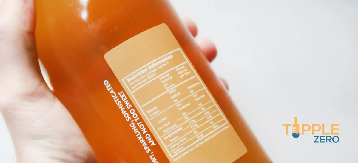Tost Non-Alcoholic Sparkling Nutrition label