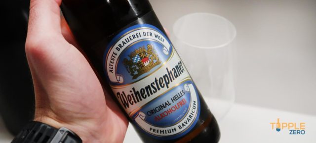 Weihenstephaner Alcohol Free Helles Lager in hand