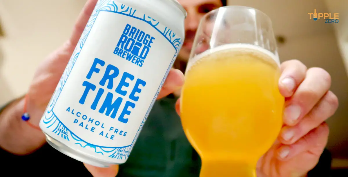 Bridge Road Free Time Pale Ale Can label and glass full of beer close up