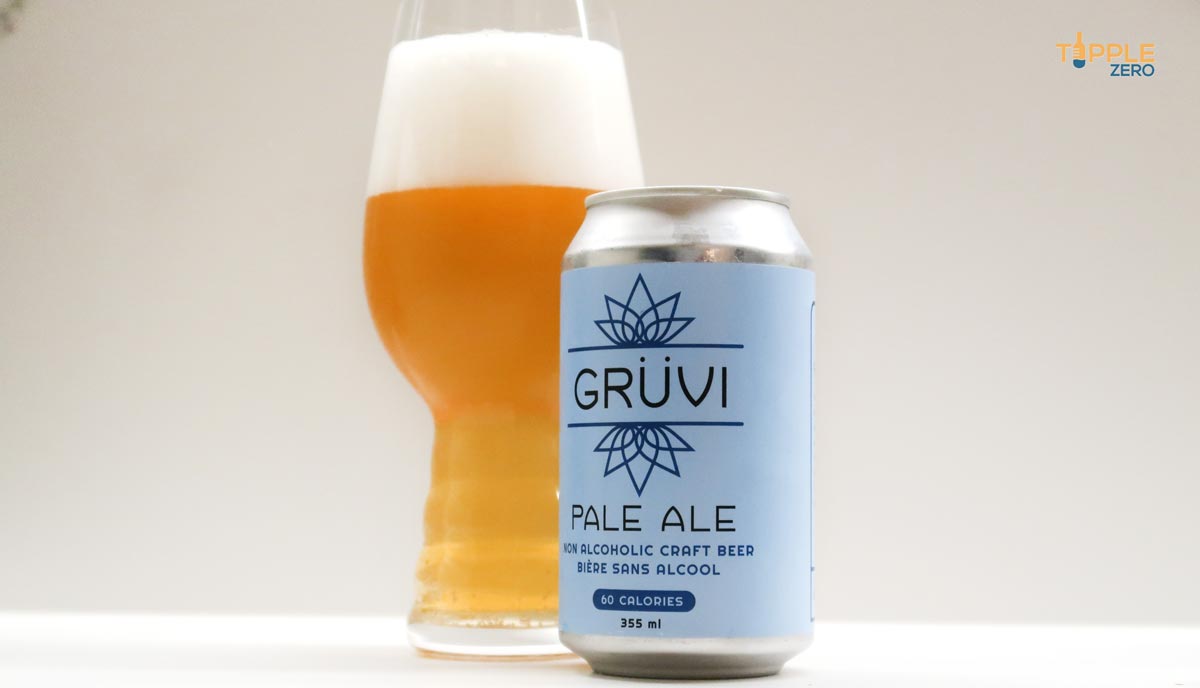 Gruvi Pale Ale Can in front of glass with beer in it