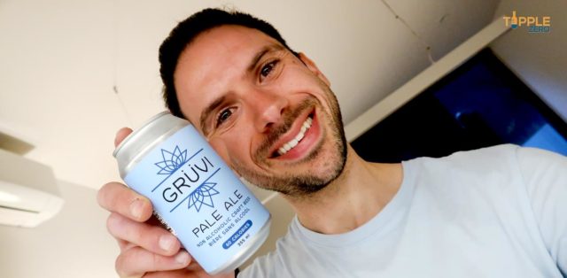 Gruvi Pale Ale Can held by smiling man