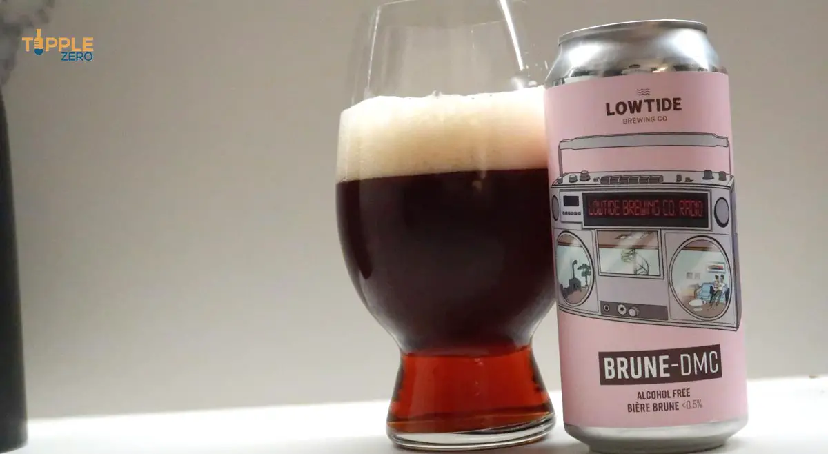 Lowtide Brewing Brune DMC Can and beer in glass