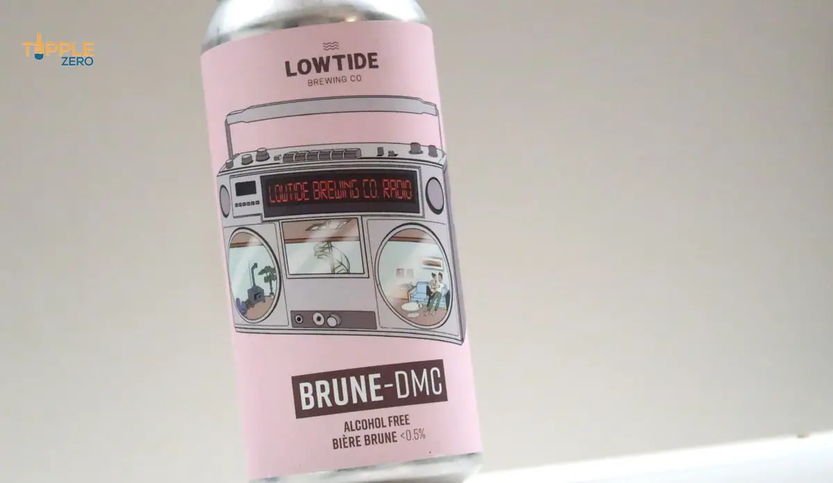 Lowtide Brewing Brune DMC can on bench off centre