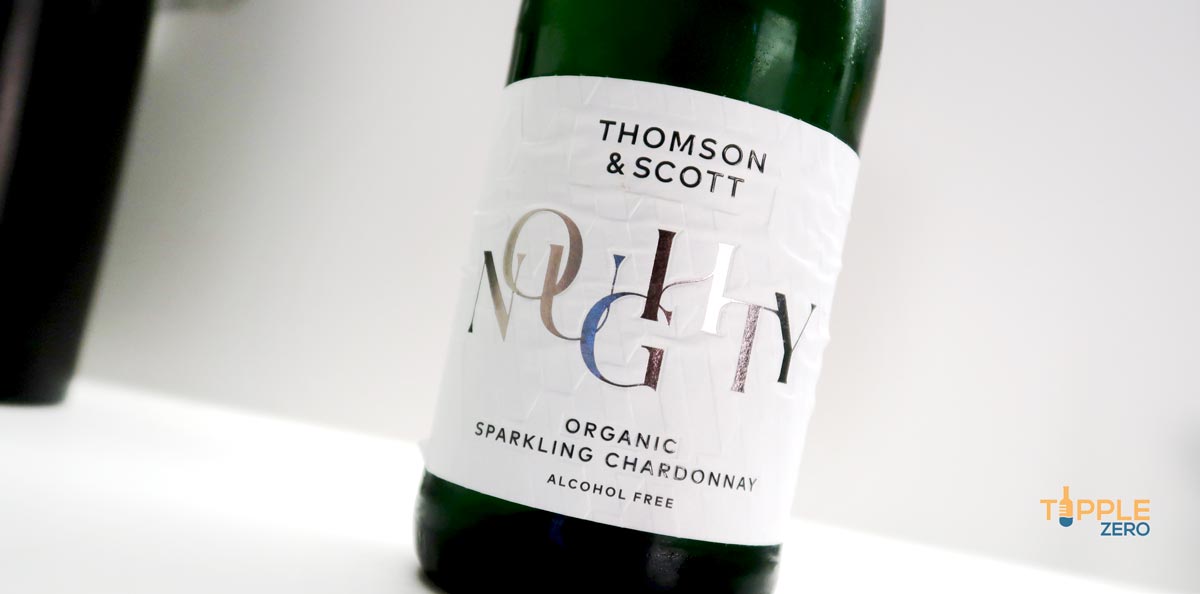 thomson and scott noughty sparkling bottle close up showing front front label