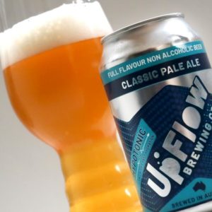 UpFlow Classic Pale Ale can and full glass