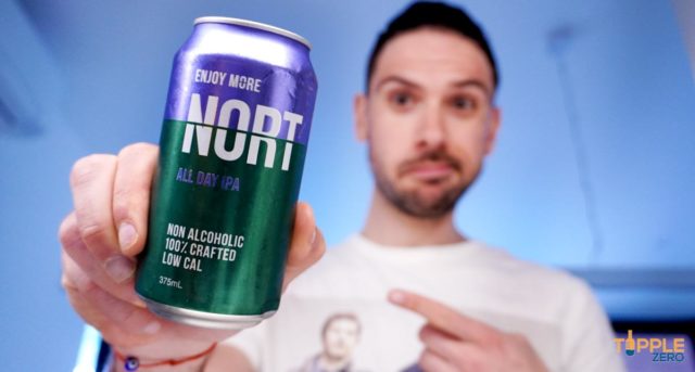 Nort All Day IPA held by tipplezero.com owner close to camera