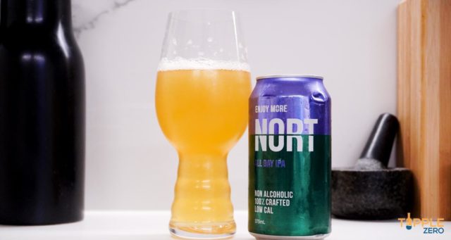 Full glass of Nort All Day IPA next to can
