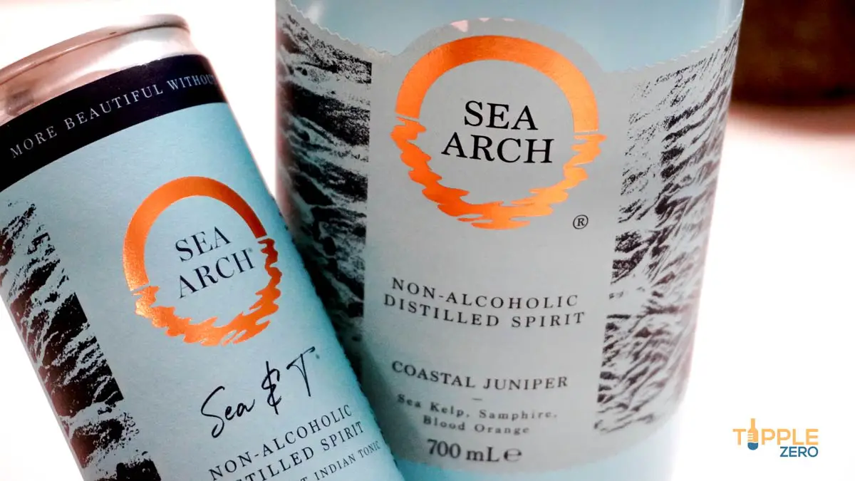 Sea Arch gin drinks sea and t can next to Costal Juniper bottle