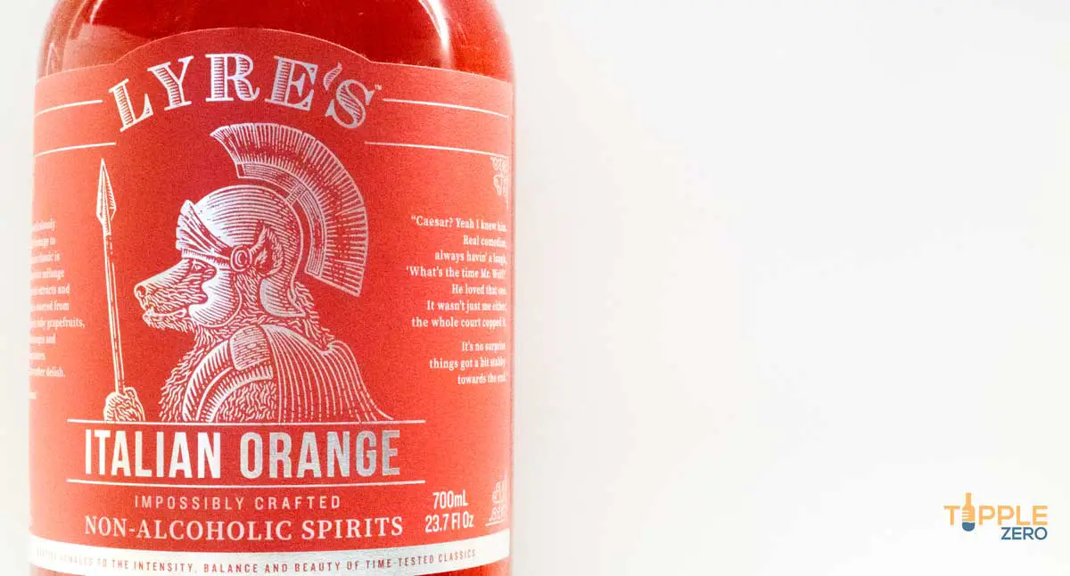 Non Alcoholic Spirit Lyre's Italian Orange close up of front label